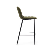 Load image into Gallery viewer, Zunilda stool in dark green and steel chenille with matt black finish height 65 cm FSC 100% - image 4