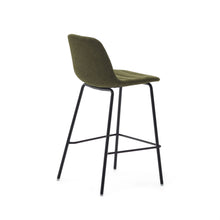 Load image into Gallery viewer, Zunilda stool in dark green and steel chenille with matt black finish height 65 cm FSC 100% - image 5