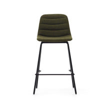 Load image into Gallery viewer, Zunilda stool in dark green and steel chenille with matt black finish height 65 cm FSC 100% - image 8