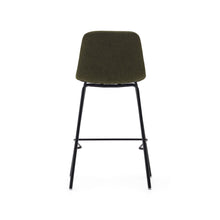 Load image into Gallery viewer, Zunilda stool in dark green and steel chenille with matt black finish height 65 cm FSC 100% - image 9