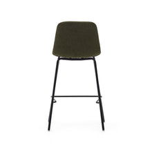 Load image into Gallery viewer, Zunilda stool in dark green and steel chenille with matt black finish height 65 cm FSC 100% - image 10