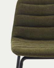 Load image into Gallery viewer, Zunilda stool in dark green and steel chenille with matt black finish height 65 cm FSC 100% - image 12