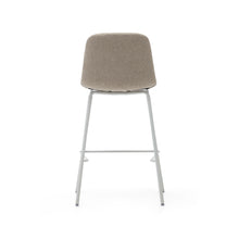 Load image into Gallery viewer, Zunilda stool in beige chenille and steel with matt white finish height 65 cm FSC 100% - image 10