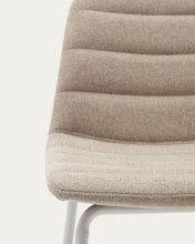 Load image into Gallery viewer, Zunilda stool in beige chenille and steel with matt white finish height 65 cm FSC 100% - image 12