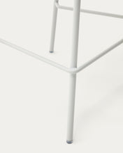 Load image into Gallery viewer, Zunilda stool in beige chenille and steel with matt white finish height 65 cm FSC 100% - image 14