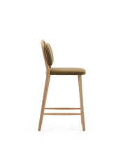 Load image into Gallery viewer, Helda stool in green chenille and solid oak wood FSC Mix Credit 65 cm - image 2