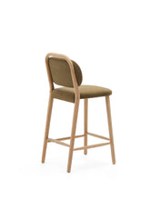 Load image into Gallery viewer, Helda stool in green chenille and solid oak wood FSC Mix Credit 65 cm - image 3