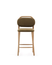 Load image into Gallery viewer, Helda stool in green chenille and solid oak wood FSC Mix Credit 65 cm - image 4
