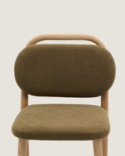 Load image into Gallery viewer, Helda stool in green chenille and solid oak wood FSC Mix Credit 65 cm - image 6