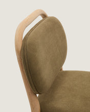 Load image into Gallery viewer, Helda stool in green chenille and solid oak wood FSC Mix Credit 65 cm - image 7