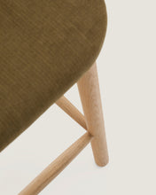Load image into Gallery viewer, Helda stool in green chenille and solid oak wood FSC Mix Credit 65 cm - image 8