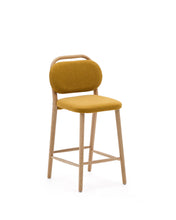 Load image into Gallery viewer, Helda stool in mustard chenille and solid oak wood FSC Mix Credit 65 cm