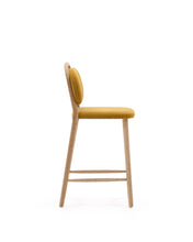 Load image into Gallery viewer, Helda stool in mustard chenille and solid oak wood FSC Mix Credit 65 cm - image 2