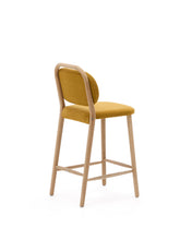 Load image into Gallery viewer, Helda stool in mustard chenille and solid oak wood FSC Mix Credit 65 cm - image 3