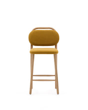 Load image into Gallery viewer, Helda stool in mustard chenille and solid oak wood FSC Mix Credit 65 cm - image 4