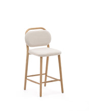 Load image into Gallery viewer, Helda stool in beige chenille and solid oak wood FSC Mix Credit 65 cm