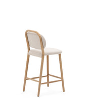 Load image into Gallery viewer, Helda stool in beige chenille and solid oak wood FSC Mix Credit 65 cm - image 3