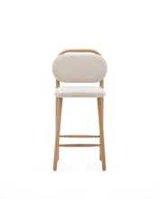 Load image into Gallery viewer, Helda stool in beige chenille and solid oak wood FSC Mix Credit 65 cm - image 4