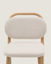 Load image into Gallery viewer, Helda stool in beige chenille and solid oak wood FSC Mix Credit 65 cm - image 6