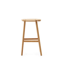 Load image into Gallery viewer, Enit stool made of beige paper cord and solid oak wood with natural finish, 65cm FSC Mix Credit - image 3