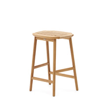 Load image into Gallery viewer, Enit stool made of beige paper cord and solid oak wood with natural finish, 65cm FSC Mix Credit - image 5