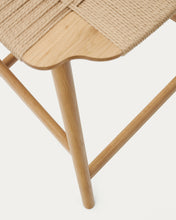 Load image into Gallery viewer, Enit stool made of beige paper cord and solid oak wood with natural finish, 65cm FSC Mix Credit - image 11