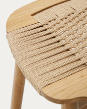 Load image into Gallery viewer, Enit stool made of beige paper cord and solid oak wood with natural finish, 65cm FSC Mix Credit - image 12