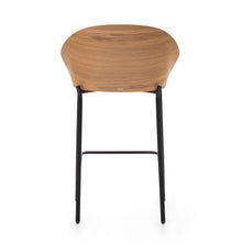 Load image into Gallery viewer, Eamy stool light grey chenille and ash wood veneer with a natural finish and black metal, 65 cm - image 9
