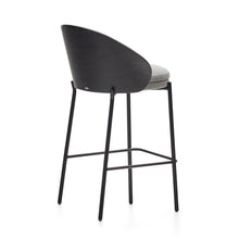 Load image into Gallery viewer, Eamy stool light grey chenille and ash wood veneer with a black finish and black metal, 65 cm - image 6