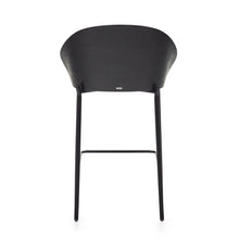 Load image into Gallery viewer, Eamy stool light grey chenille and ash wood veneer with a black finish and black metal, 65 cm - image 9