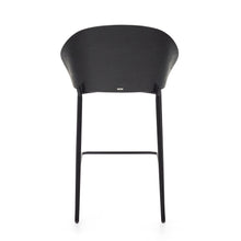 Load image into Gallery viewer, Eamy stool light grey chenille and ash wood veneer with a black finish and black metal, 65 cm - image 10