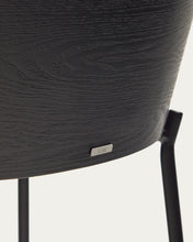 Load image into Gallery viewer, Eamy stool light grey chenille and ash wood veneer with a black finish and black metal, 65 cm - image 16