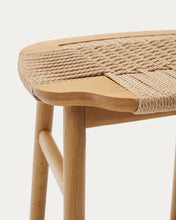 Load image into Gallery viewer, Enit stool made of beige paper cord and solid oak wood with natural finish, 43cm FSC Mix Credit - image 11