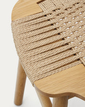 Load image into Gallery viewer, Enit stool made of beige paper cord and solid oak wood with natural finish, 43cm FSC Mix Credit - image 13