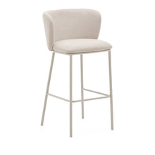 Load image into Gallery viewer, Ciselia stool in beige chenille and beige steel, height 75 cm, FSC Mix Credit