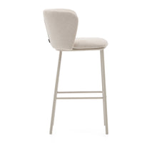 Load image into Gallery viewer, Ciselia stool in beige chenille and beige steel, height 75 cm, FSC Mix Credit - image 2