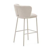 Load image into Gallery viewer, Ciselia stool in beige chenille and beige steel, height 75 cm, FSC Mix Credit - image 3