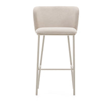 Load image into Gallery viewer, Ciselia stool in beige chenille and beige steel, height 75 cm, FSC Mix Credit - image 4