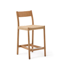 Load image into Gallery viewer, Yalia stool with a backrest in solid oak wood in a natural finish,and rope cord seat, 65 cm FSC 100%