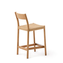Load image into Gallery viewer, Yalia stool with a backrest in solid oak wood in a natural finish,and rope cord seat, 65 cm FSC 100% - image 5