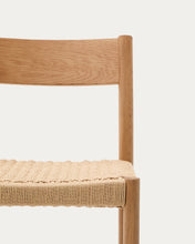 Load image into Gallery viewer, Yalia stool with a backrest in solid oak wood in a natural finish,and rope cord seat, 65 cm FSC 100% - image 10