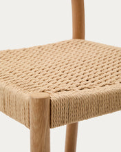 Load image into Gallery viewer, Yalia stool with a backrest in solid oak wood in a natural finish,and rope cord seat, 65 cm FSC 100% - image 11