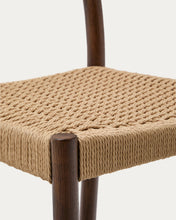 Load image into Gallery viewer, Yalia stool with a backrest in solid oak wood in a walnut finish, and rope cord seat, 65 cm FSC 100% - image 11
