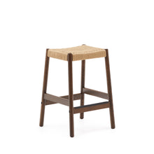 Load image into Gallery viewer, Yalia stool in solid oak wood in a walnut finish and rope cord, height 65 cm FSC 100% - image 2