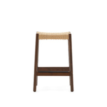 Load image into Gallery viewer, Yalia stool in solid oak wood in a walnut finish and rope cord, height 65 cm FSC 100% - image 3