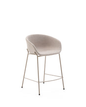 Load image into Gallery viewer, Yvette stool in beige chenille and steel legs in a beige finish, 65 cm high