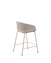 Load image into Gallery viewer, Yvette stool in beige chenille and steel legs in a beige finish, 65 cm high - image 3