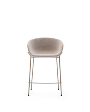 Load image into Gallery viewer, Yvette stool in beige chenille and steel legs in a beige finish, 65 cm high - image 4