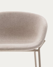 Load image into Gallery viewer, Yvette stool in beige chenille and steel legs in a beige finish, 65 cm high - image 7
