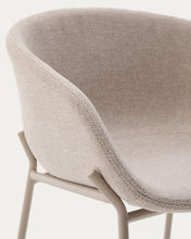 Load image into Gallery viewer, Yvette stool in beige chenille and steel legs in a beige finish, 65 cm high - image 8